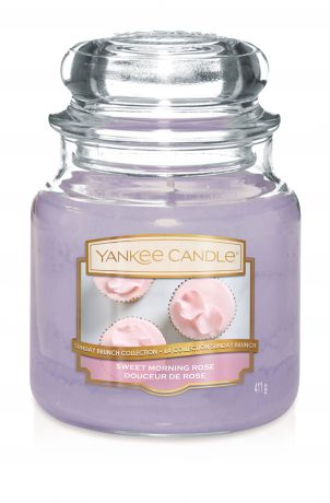 Свеча ароматизированная Yankee Candle "Утренняя роза Sweet Morning Rose 411 гр / 65-90 часов"1611851E, фиолетовый