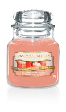 Свеча ароматизированная Yankee Candle "Клубничный беллини White Strawberry Bellini 104гр / 25-45 часов"1611852E, розовый