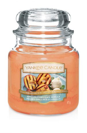 Свеча ароматизированная Yankee Candle "Персик на гриле и ваниль Grilled Peaches and Vanilla 411 гр / 65-90 часов"1611849E, оранжевый