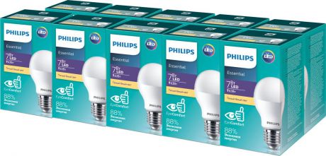 Лампа светодиодная Philips EyeComfort Essential, цоколь E27, 7W, 3000K, 10 шт