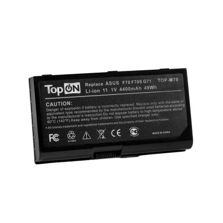 Аккумулятор для ноутбука TopON Asus F70, G71, G72, M70, N70, N90, X71, X72. 11.1V 4400mAh 49Wh. PN: A32-M70, A32-F70., TOP-M70