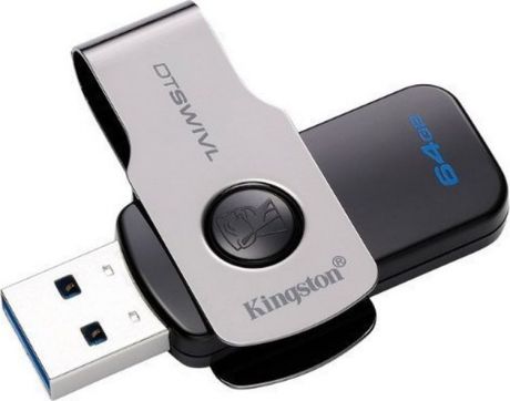 USB-накопитель Kingston DataTraveler Swivl 64GB, DTSWIVL/64GB, silver black