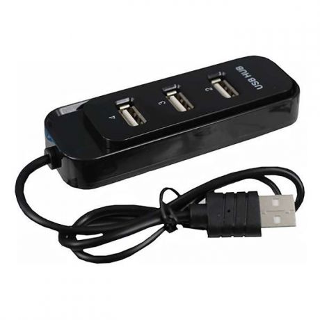 USB-концентратор Mobiledata Разветвитель USB 2.0 на 4 порта, черный