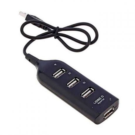 USB-концентратор Mobiledata Разветвитель USB 2.0 на 4 порта, черный