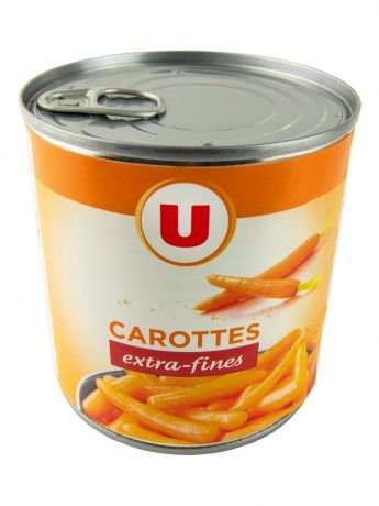 Овощные консервы U Морковь экстра-тонкая 400 г, Франция Жестяная банка
