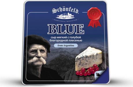 Сыр фасованый с благородной голубой плесенью Schonfeld Blue 54%, 100 г