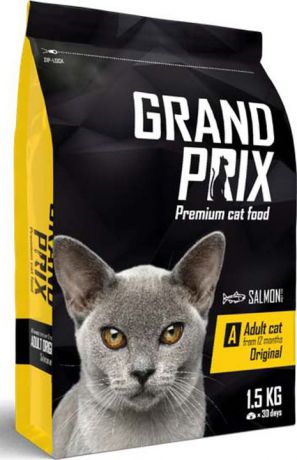 Сухой корм Grand Prix Adult Original, с лососем, для кошек, 1,5 кг