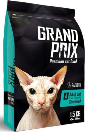 Сухой корм Grand Prix Adult Sterilized, с кроликом, для кошек, 1,5 кг