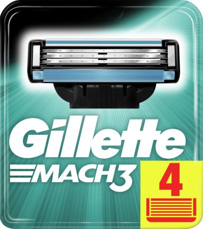 Сменные Кассеты Gillette Mach3 для Мужской Бритвы, 4 шт
