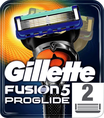 Gillette Fusion5 ProGlide Сменные Кассеты Для Мужской Бритвы С Технологией FlexBall, Повторяющей Контуры Лица, 2 Кассеты