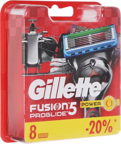 Сменные Кассеты Gillette Fusion5 ProGlide Power для Мужской Бритвы с Технологией FlexBall, 8 шт