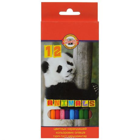 Цветные карандаши "Животные", 12 цветов