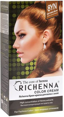 Richenna Крем-краска для волос, с хной, оттенок 8YN Светло-золотой блонд