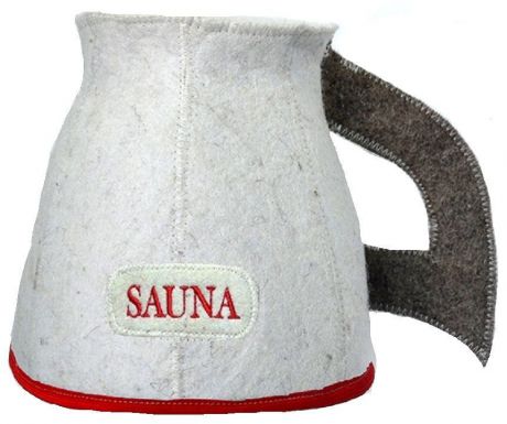Шапка для бани и сауны Ecology Sauna "Кружка", цвет: белый, серый, красный