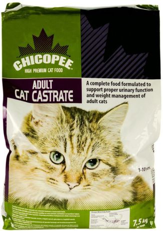 Корм сухой Chicopee, для кастрированных котов и стерилизованных кошек, с курицей, 7,5 кг