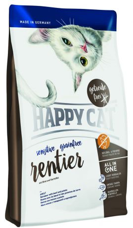 Корм сухой Happy Cat "Sensitive Grainfree" для кошек, с олениной, 1,4 кг