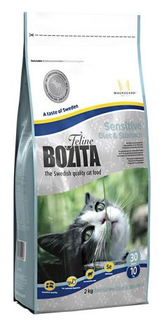 Корм сухой Bozita "Feline Sensitive Diet & Stomach", для кошек с чувствительным пищеварением, придерживающихся диеты, с избыточным весом, 2 кг