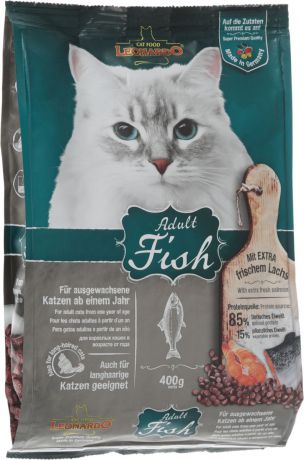 Корм сухой Leonardo "Adult Sensetive" для взрослых кошек от 1 года, на основе морской рыбы и риса, 400 г