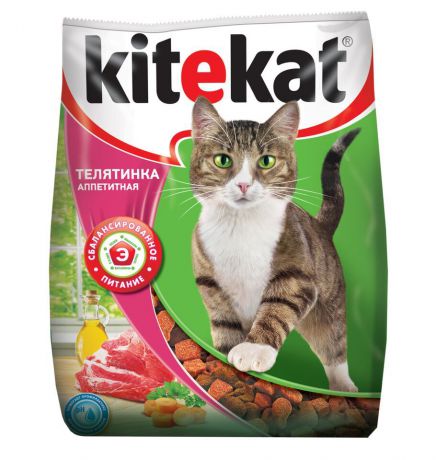 Корм сухой для кошек "Kitekat", телятина аппетитная, 350 г