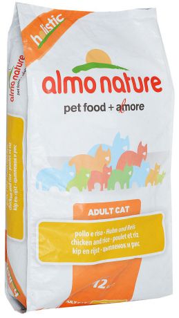 Корм сухой "Almo Nature" для взрослых кошек, с цыпленком и рисом, 12 кг