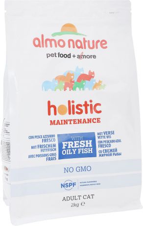 Корм сухой Almo Nature "Holistic" для взрослых кошек, с рыбой и рисом, 2 кг