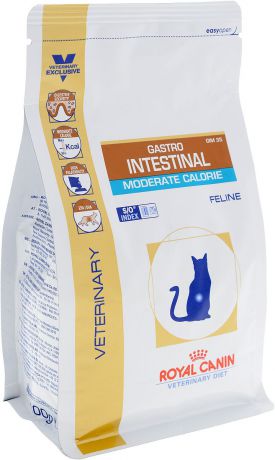 Корм сухой диетический Royal Canin "Gastro Intestinal. Moderate Calorie" для кошек, при нарушениях пищеварения, c пониженным содержанием жира, 400 г