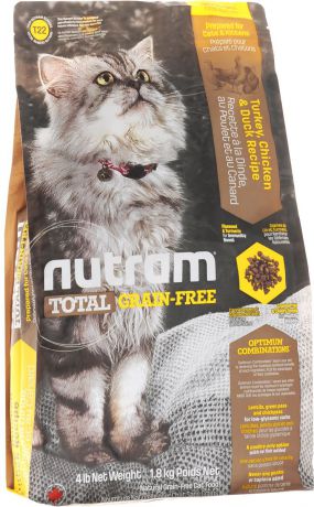Корм сухой "Nutram T22", для кошек и котят, беззерновой, с мясом индейки, курицы и утки, 1,8 кг