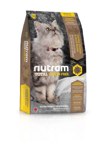 Корм сухой "Nutram T22", для кошек и котят, беззерновой, с мясом индейки, курицы и утки, 6,8 кг