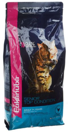 Корм сухой Eukanuba "Senior Top Condition" для пожилых кошек, с домашней птицей, 2 кг