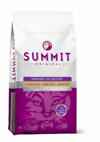 Корм сухой Summit holistic "Indoor Cat Recipe", для домашних кошек, цыпленок, лосось и индейка, 6,8 кг