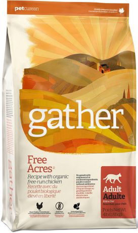 Корм сухой Gather Organic Free Acres Chicken, для кошек, с курицей. 20810