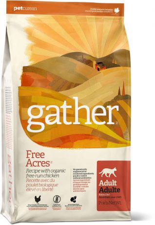 Корм сухой Gather Organic Free Acres Chicken, для кошек, с курицей, 20811