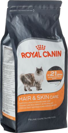 Корм сухой Royal Canin "Hair & Skin Care", для взрослых кошек с чувствительной кожей или поврежденной шерстью, 2 кг
