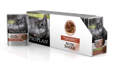 Консервы Pro Plan "Nutri Savour", для стерилизованных кошек и котов, с говядиной, 85 г, 24 шт