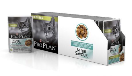 Консервы диетические Pro Plan "Nutrisavour Adult", для стерилизованных кошек, в желе, с океанической рыбой, 85 г, 24 шт