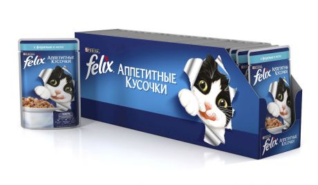 Консервы для кошек Felix "Аппетитные кусочки", с форелью в желе, 85 г, 24 шт