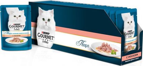 Консервы для кошек Gourmet "Perle", мини-филе с лососем, 85 г, 24 шт