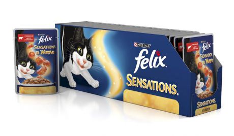 Консервы для кошек Felix "Sensations", с говядиной в желе с томатами, 85 г, 24 шт