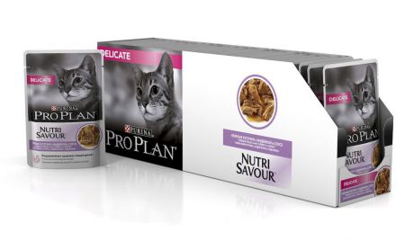 Консервы Pro Plan "Nutri Savour", для кошек с чувствительным пищеварением, с индейкой, 85 г, 24 шт