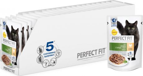 Консервы Perfect Fit "Senior 7+" для взрослых кошек старше 7 лет, с курицей, 85 г х 24 шт