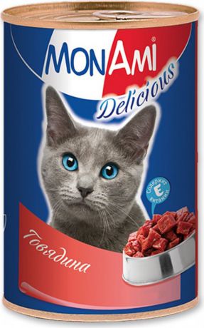 Консервы для кошек "MonAmi", с говядиной, 350 г