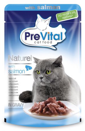 Корм консервированный "Prevital Naturel" для кошек, с лососем в соусе, 85 г