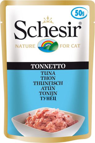Корм консервированный Schesir, для кошек, с тунцом, 50 г
