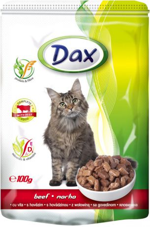 Корм консервированный "Dax" для кошек, с говядиной, 100 г