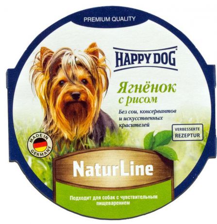 Консервы Happy Dog "Natur Line" для собак, с ягненком и рисом, 85 г