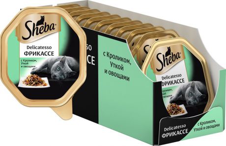 Корм консервированный Sheba "Delicatesso", для взрослых кошек, от 1 года, фрикассе с кроликом, уткой и овощами, 85 г х 22 шт