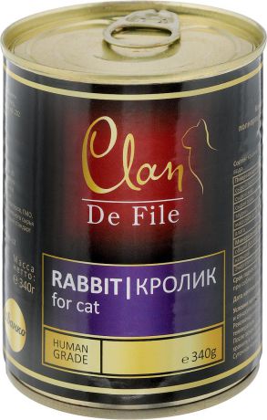 Консервы для кошек Clan "De File", с кроликом, 340 г