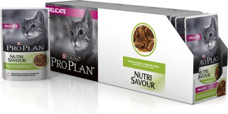Консервы "Pro Plan" для кошек с чувствительным пищеварением, с ягненком в соусе, 24 шт x 85 г