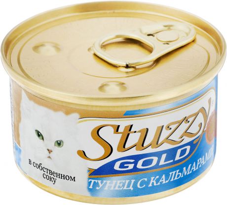 Консервы для взрослых кошек Stuzzy "Gold", тунец с кальмарами в собственном соку, 85 г