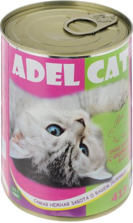 Консервы для кошек "Adel-Cat", с кроликом в соусе, 415 г